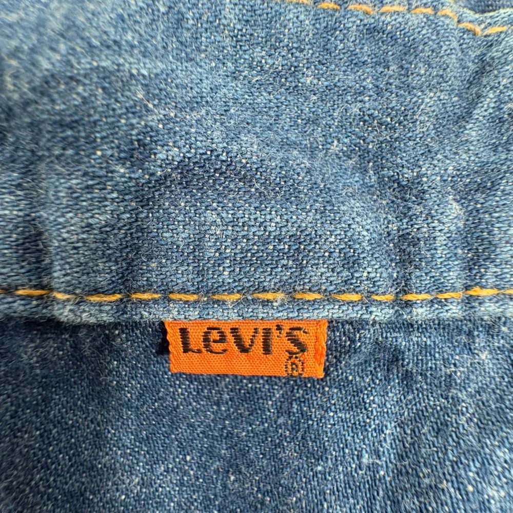 Vintage 70s Levi's Orange Tab Jean Denim Wrap Skirt 27 Blue Belted Midi A‎ Line